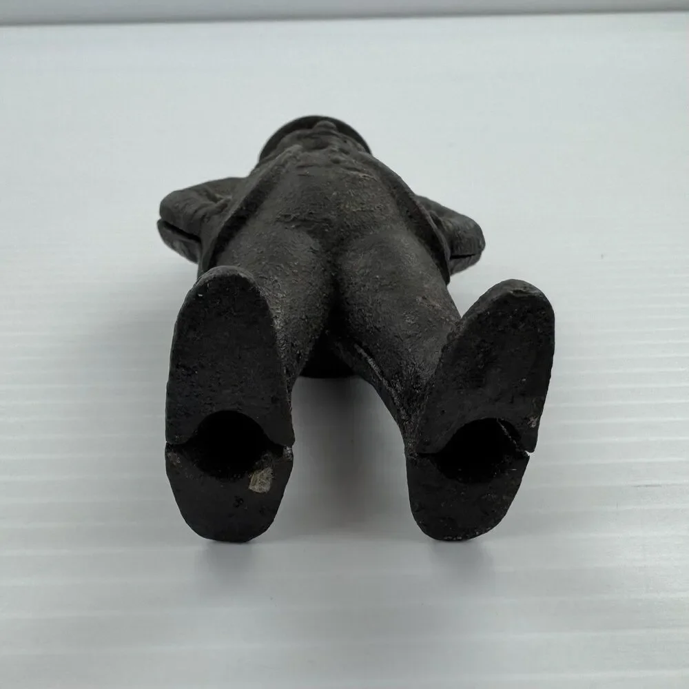 Antique Cast Iron Standing Man Still Coin Bank Suit Hat Vintage Figural